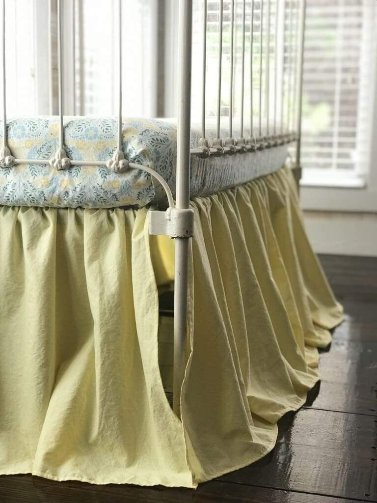 Baby Yellow Farmhouse Crib Skirt handmade heirloom nursery - High Cotton Textile