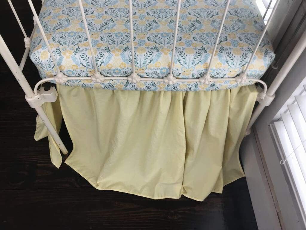 Baby Yellow Farmhouse Crib Skirt handmade heirloom nursery - High Cotton Textile