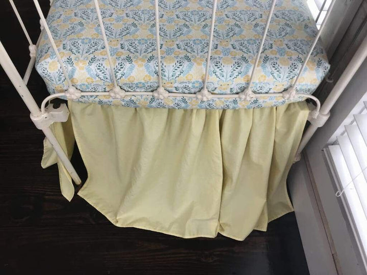 Baby Yellow Farmhouse Crib Skirt handmade heirloom nursery - High Cotton Textile