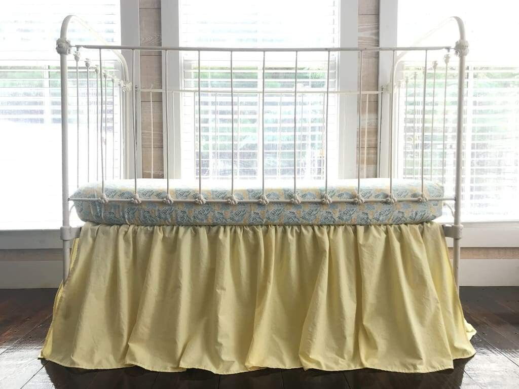 Baby Yellow Farmhouse Crib Skirt handmade heirloom nursery - High Cotton Textile