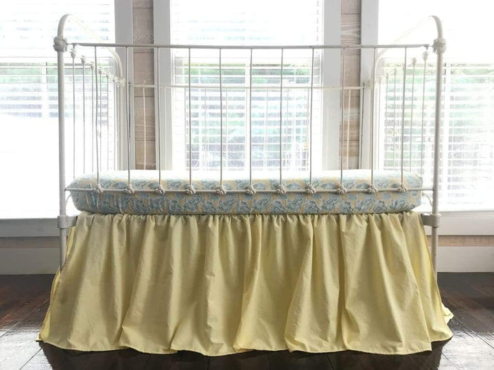 Baby Yellow Farmhouse Crib Skirt handmade heirloom nursery - High Cotton Textile