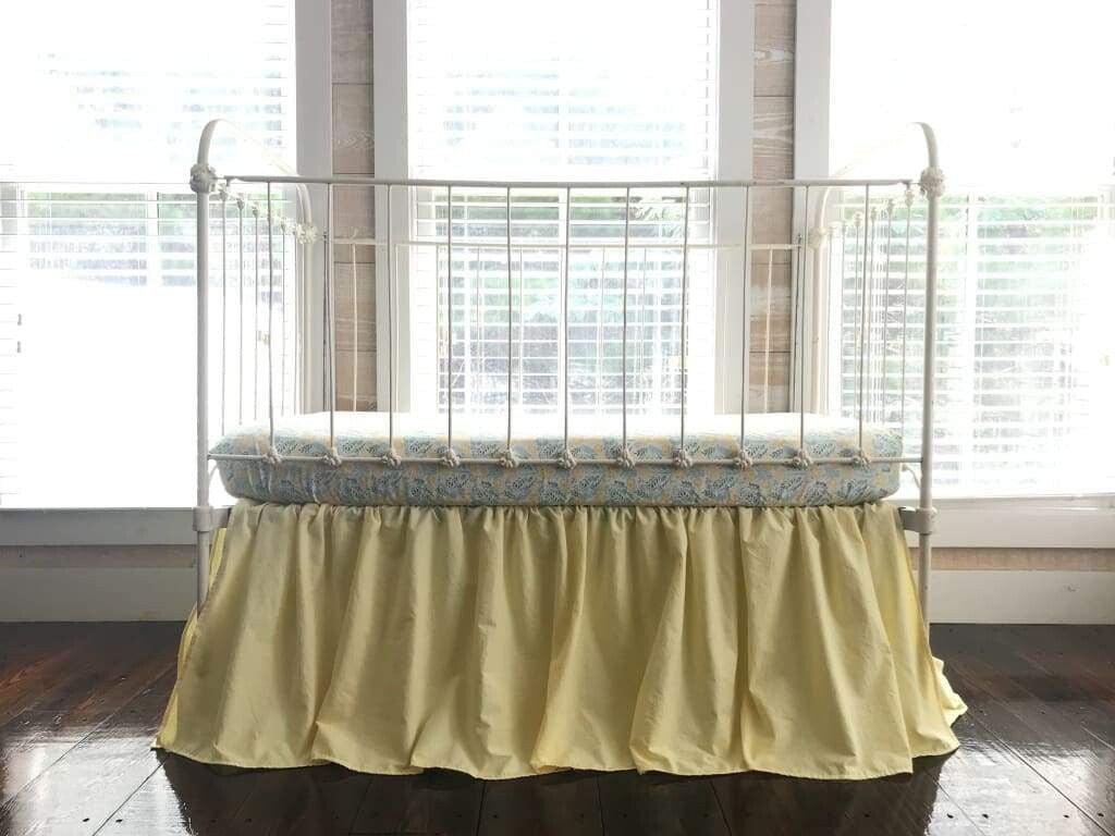 Baby Yellow Farmhouse Crib Skirt handmade heirloom nursery - High Cotton Textile