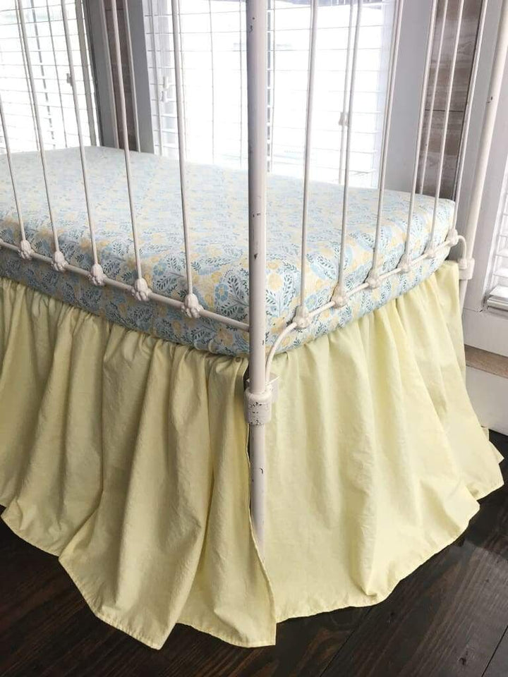 Baby Yellow Farmhouse Crib Skirt handmade heirloom nursery - High Cotton Textile