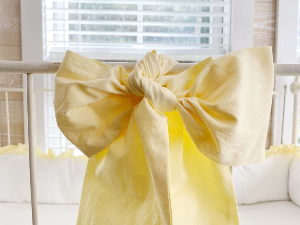 Baby Yellow Large Crib Bow handmade heirloom nursery - High Cotton Textile