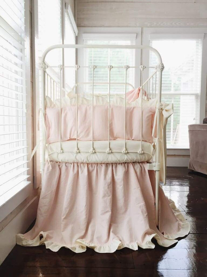 Ballet Slipper + Ivory | Ruffled Crib Bedding Set