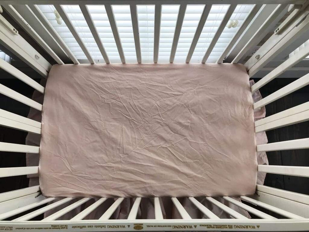 Ballet Slipper Mini Crib Sheet handmade heirloom nursery - High Cotton Textile