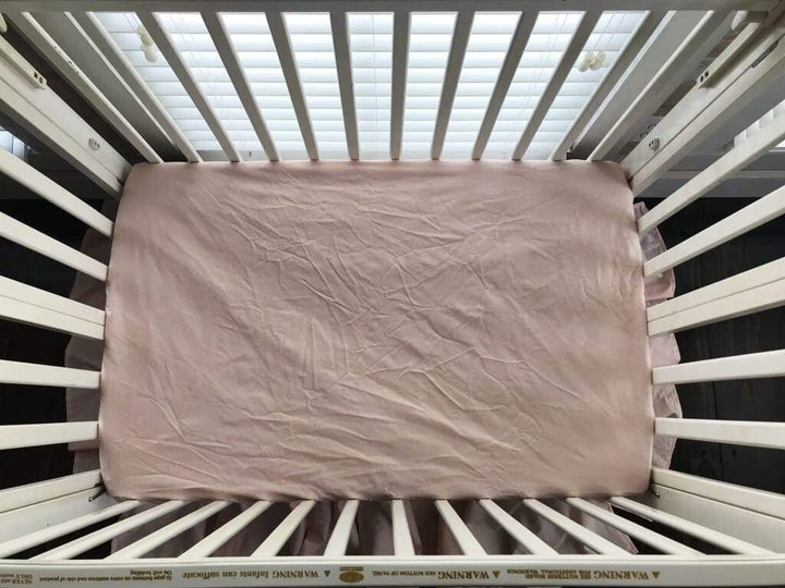 Ballet Slipper Mini Crib Sheet handmade heirloom nursery - High Cotton Textile