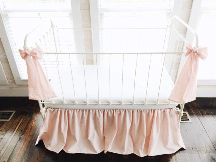 Ballet Slipper Pink Farmhouse Crib Bedding Set for Baby Girls handmade heirloom nursery - High Cotton Textile