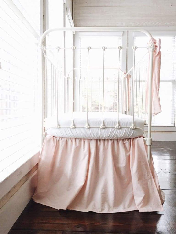 Ballet Slipper Pink Farmhouse Crib Bedding Set for Baby Girls handmade heirloom nursery - High Cotton Textile