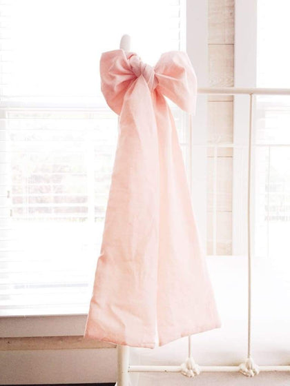 Large ballet slipper pink washed cotton crib bow sash