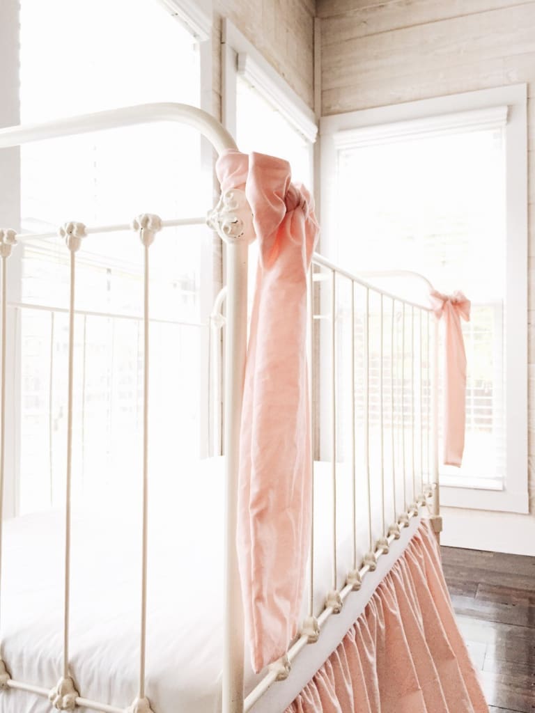 Ballet Slipper Pink Large Crib Bow handmade heirloom nursery - High Cotton Textile