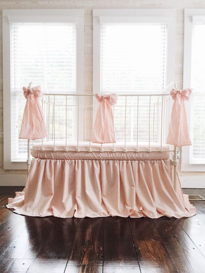 Ballet Slipper Pink Ruffle Baby Bedding Set for Girls handmade heirloom nursery - High Cotton Textile