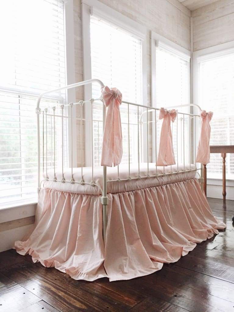 Ballet Slipper Pink Ruffle Baby Bedding Set for Girls handmade heirloom nursery - High Cotton Textile