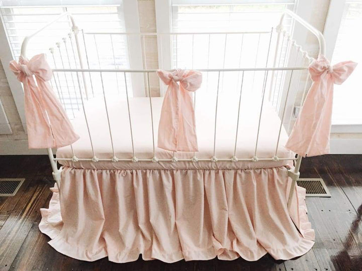 Ballet Slipper Pink Ruffle Baby Bedding Set for Girls handmade heirloom nursery - High Cotton Textile