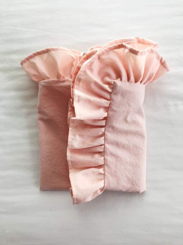 Ballet Slipper Pink Ruffled Pillow Sham handmade heirloom nursery - High Cotton Textile