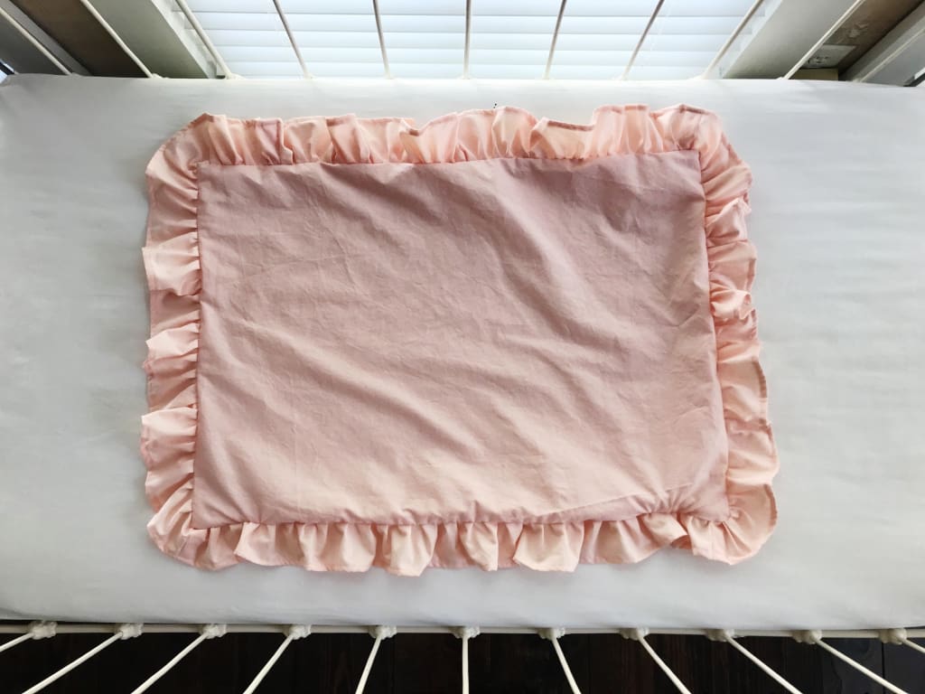 Ballet Slipper Pink Ruffled Pillow Sham handmade heirloom nursery - High Cotton Textile
