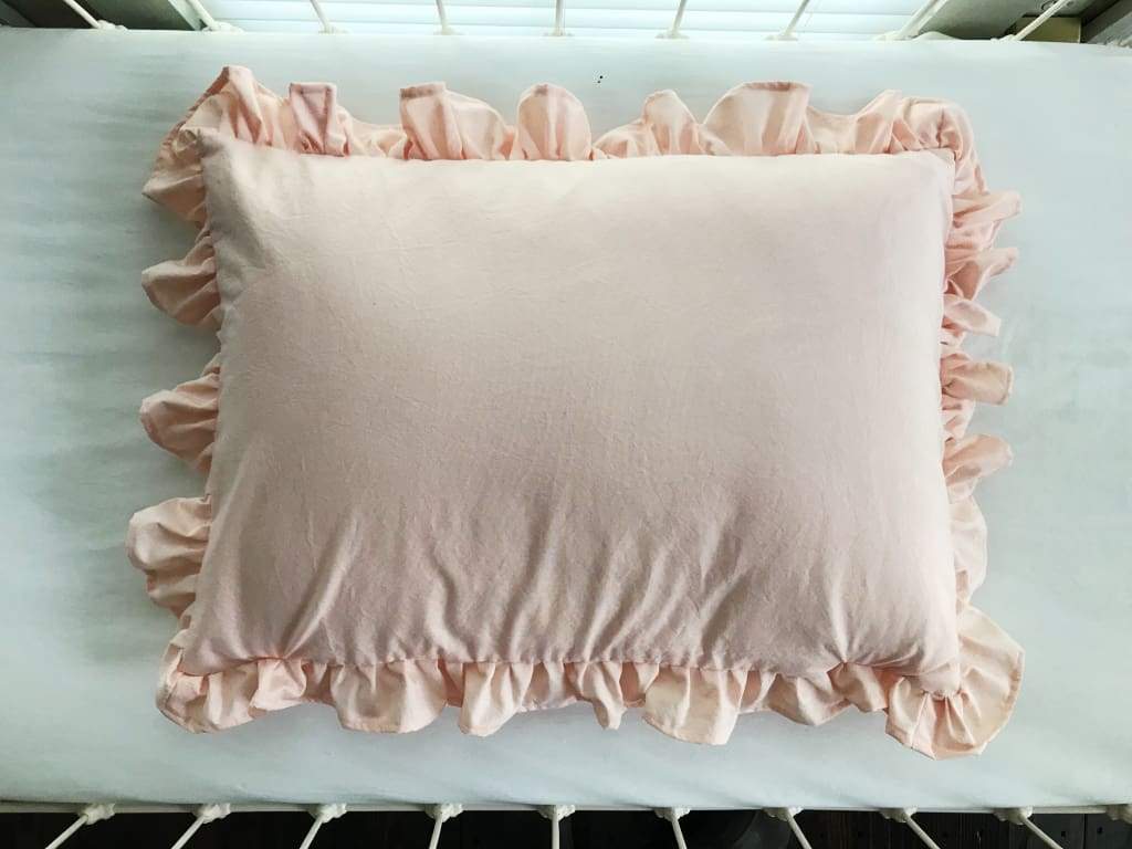 Ballet Slipper Pink Ruffled Pillow Sham handmade heirloom nursery - High Cotton Textile