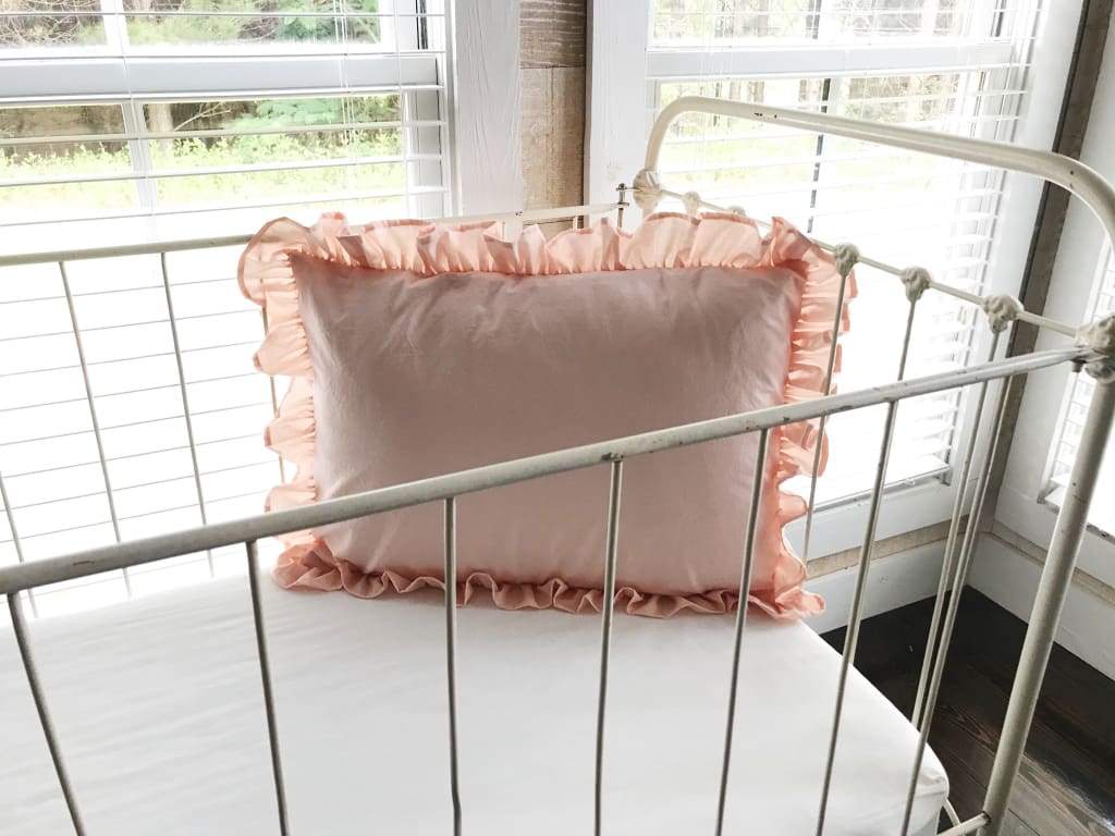 Ballet Slipper Pink Ruffled Pillow Sham handmade heirloom nursery - High Cotton Textile