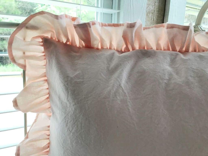 Ballet Slipper Pink Ruffled Pillow Sham handmade heirloom nursery - High Cotton Textile
