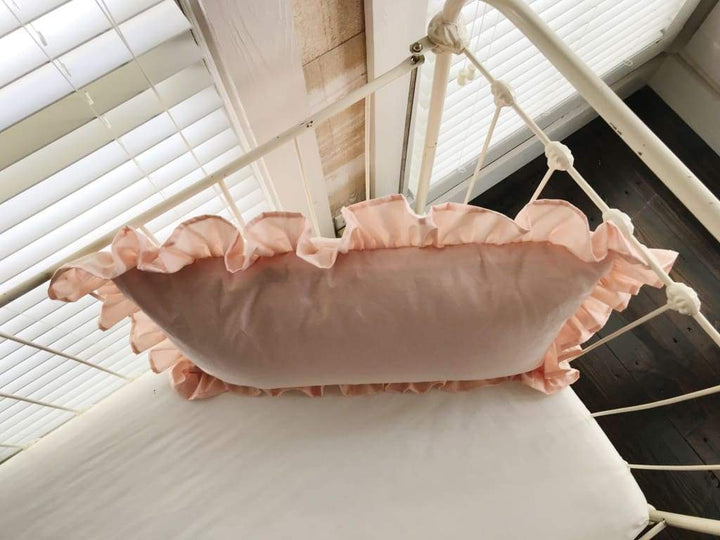Ballet Slipper Pink Ruffled Pillow Sham handmade heirloom nursery - High Cotton Textile
