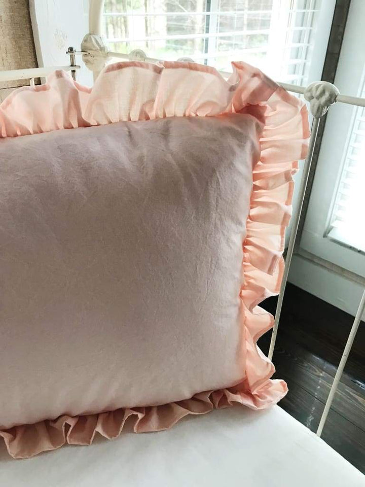Ballet Slipper Pink Ruffled Pillow Sham handmade heirloom nursery - High Cotton Textile