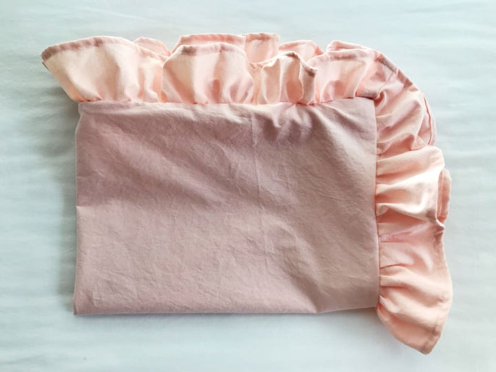 Ballet Slipper Pink Ruffled Pillow Sham handmade heirloom nursery - High Cotton Textile