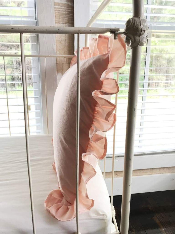 Ballet Slipper Pink Ruffled Pillow Sham handmade heirloom nursery - High Cotton Textile