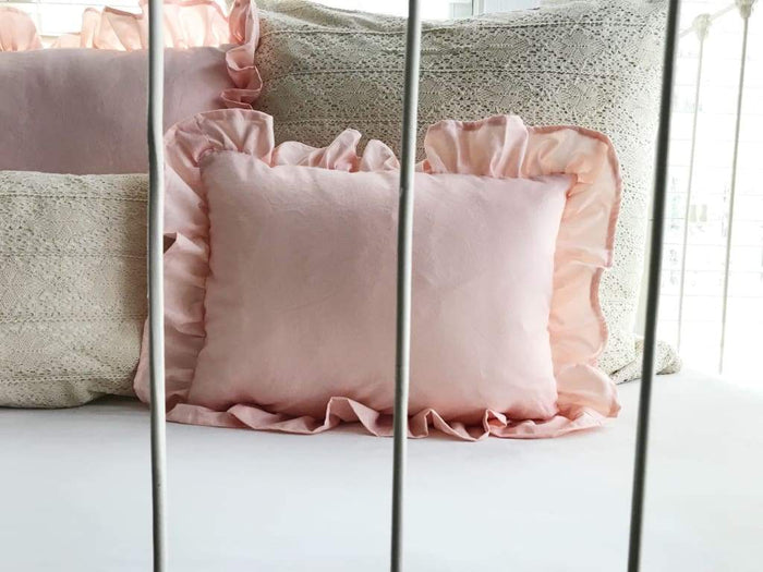 Ballet slipper pink ruffled decorative crib pillow