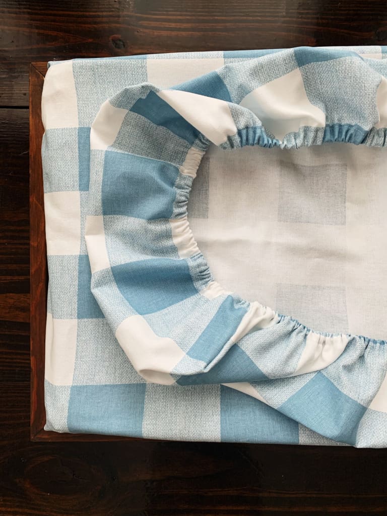 Blue Buffalo Check Changing Pad Cover handmade heirloom nursery - High Cotton Textile