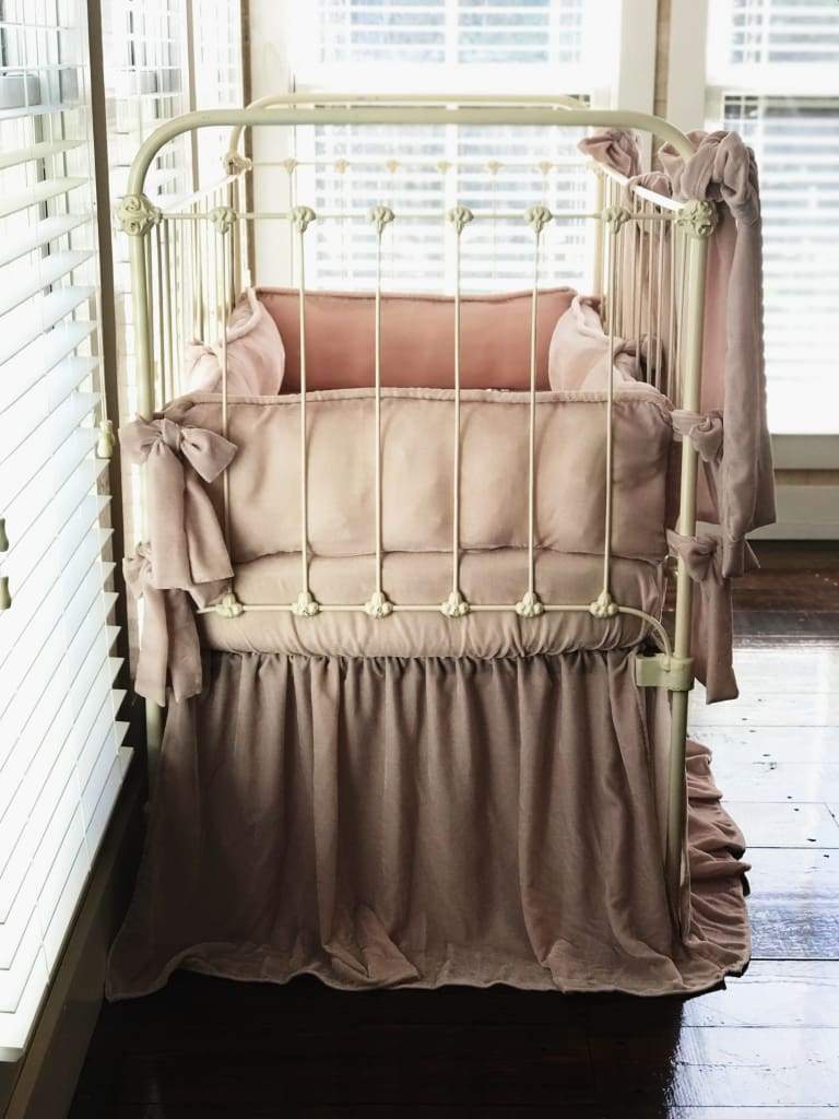 Blush Pink | 100% Silk Velvet Luxury Crib Bedding Ensemble