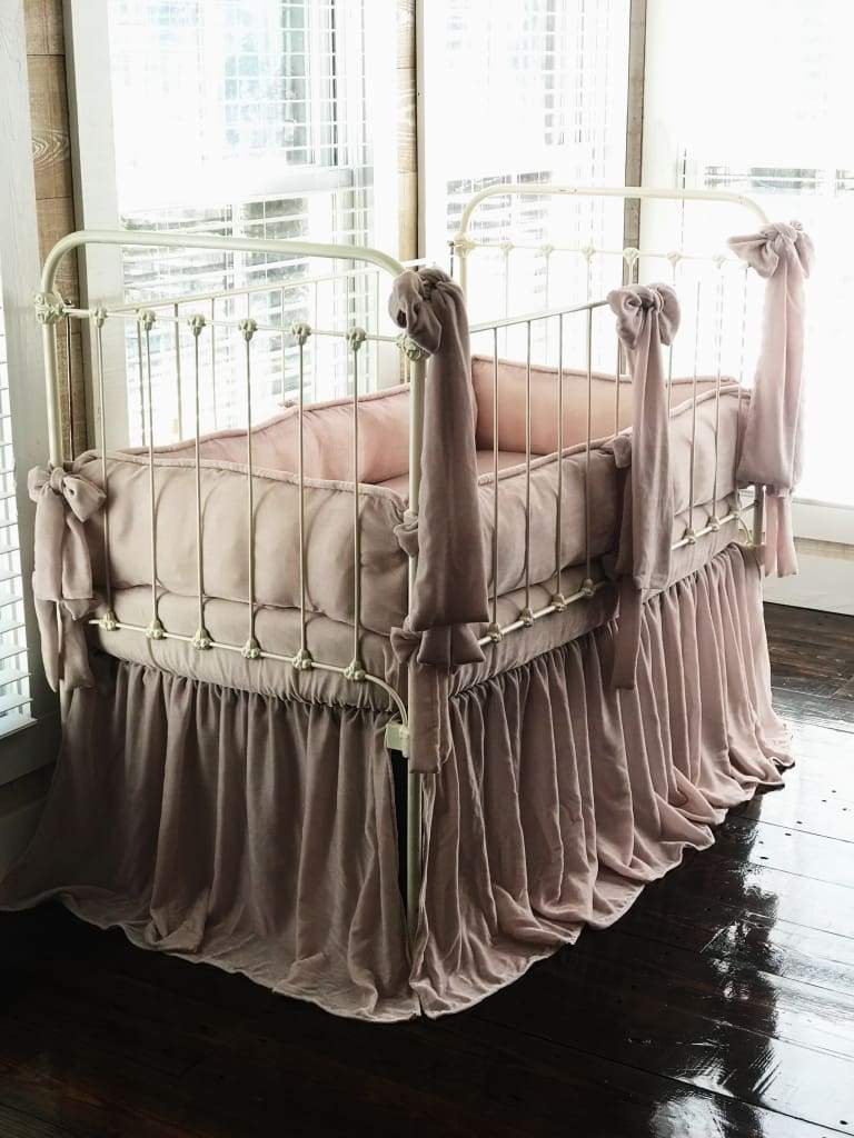 Blush Pink | 100% Silk Velvet Luxury Crib Bedding Ensemble