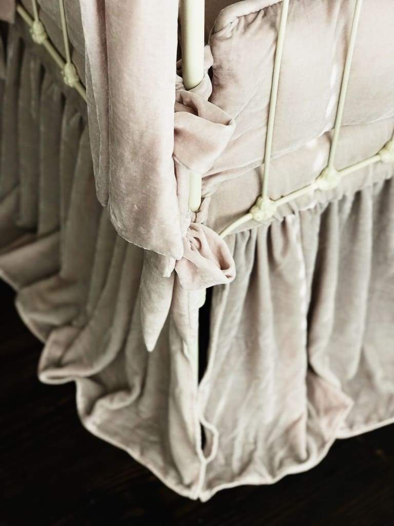 Blush Pink | 100% Silk Velvet Luxury Crib Bedding Ensemble