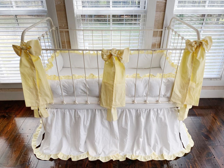 California Dreaming Baby Bedding Set in White and Baby Yellow - High Cotton Textile 