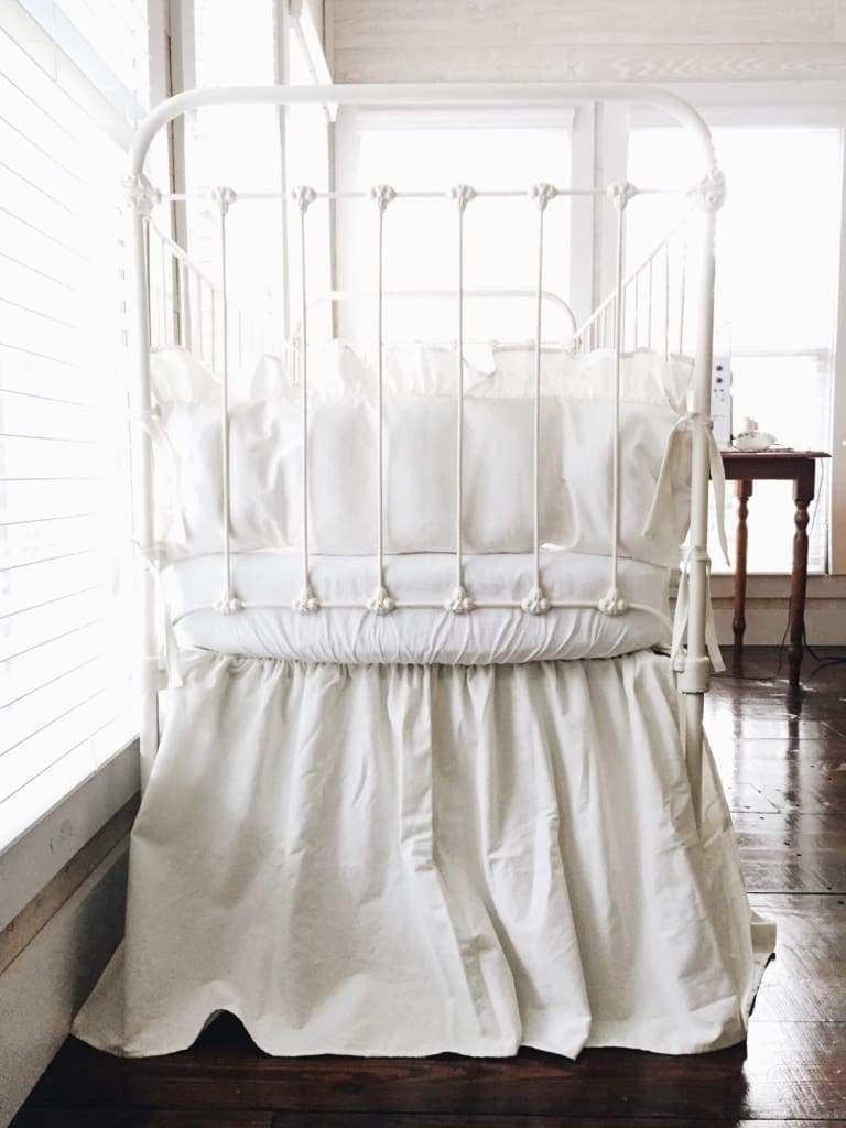 Country Chic Farmhouse Crib Bedding Set in Porcelain - High Cotton Textile 