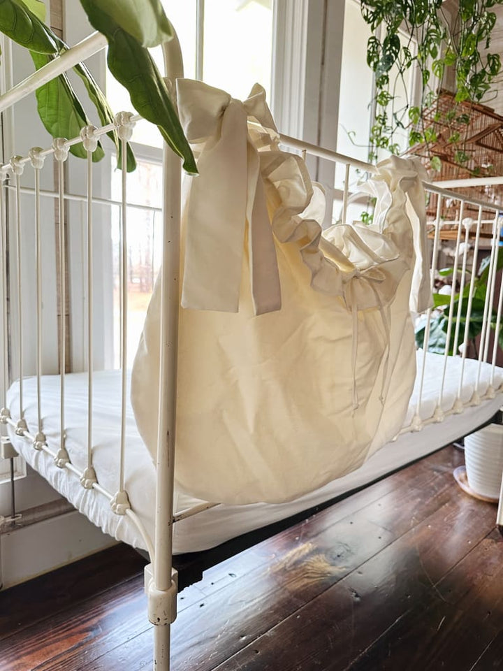 Crib Accessory Bag handmade heirloom nursery - High Cotton Textile