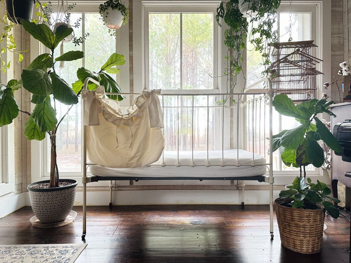 Crib Accessory Bag handmade heirloom nursery - High Cotton Textile