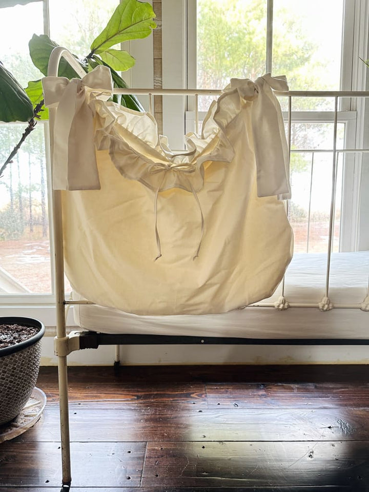 Crib Accessory Bag handmade heirloom nursery - High Cotton Textile