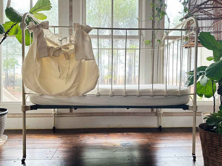 Crib Accessory Bag handmade heirloom nursery - High Cotton Textile