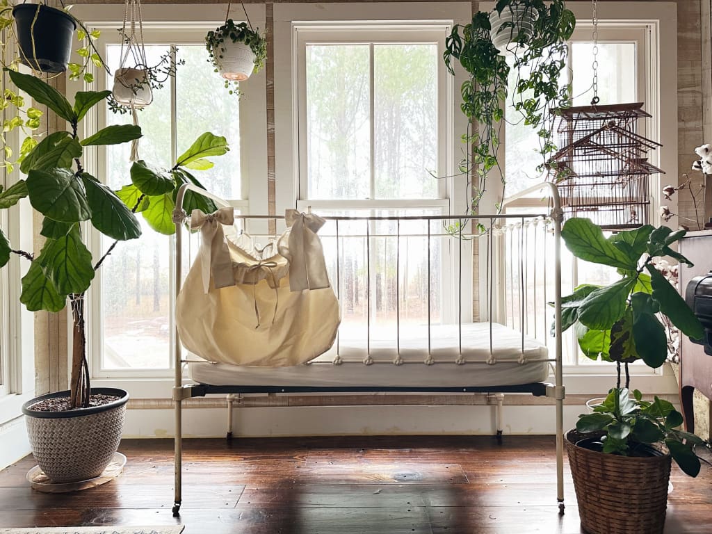 Crib Accessory Bag handmade heirloom nursery - High Cotton Textile