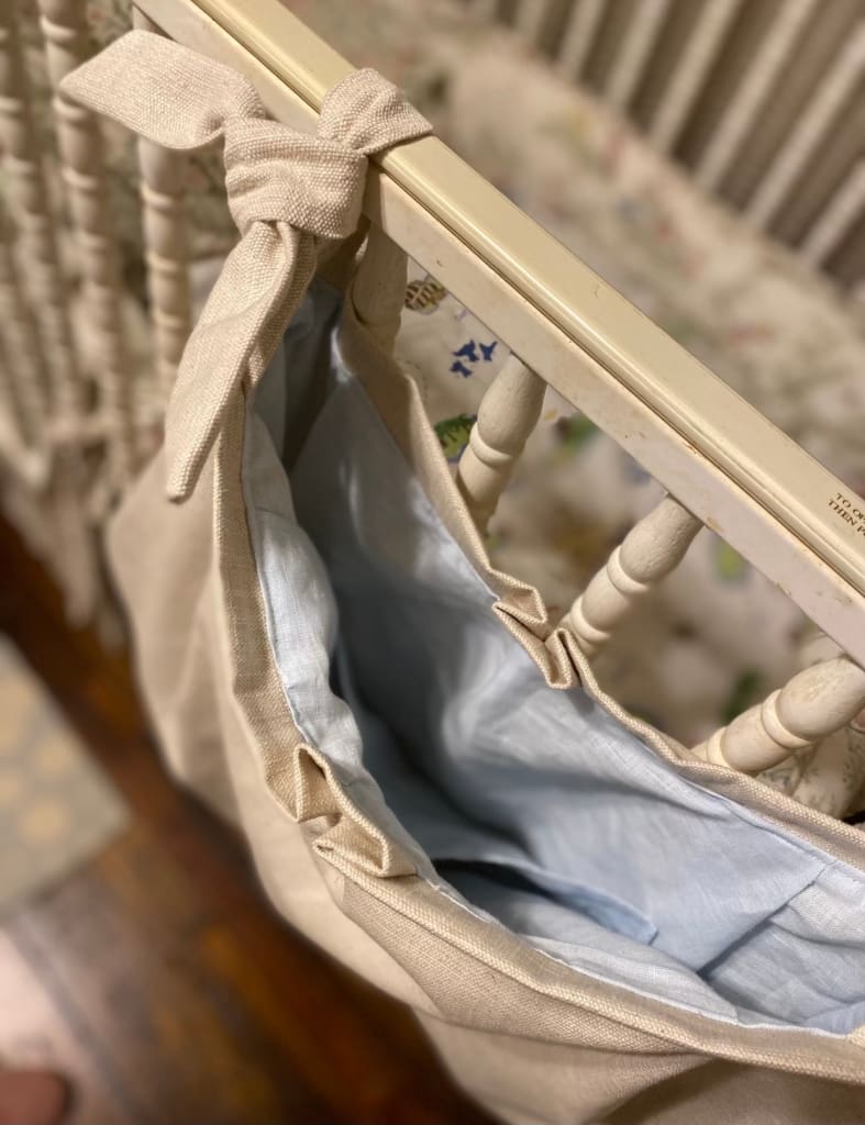 Crib Accessory Bag handmade heirloom nursery - High Cotton Textile