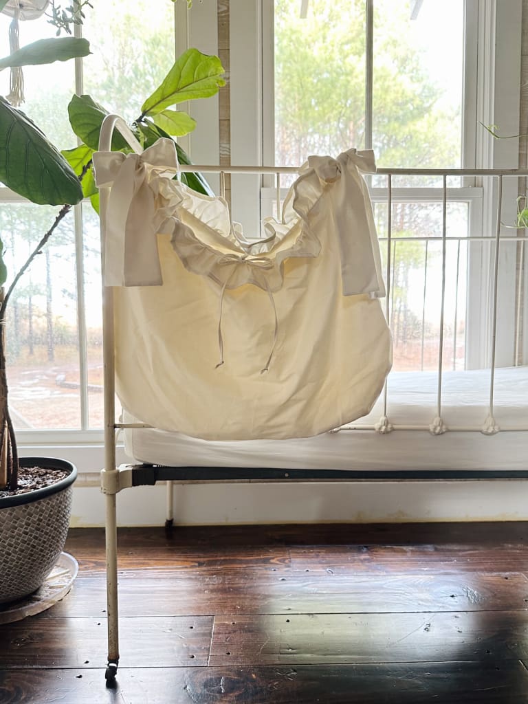 Crib Accessory Bag handmade heirloom nursery - High Cotton Textile