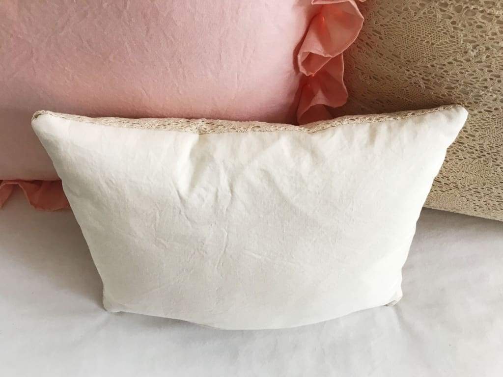 Crochet Lace Boho Baby Crib Pillow handmade heirloom nursery - High Cotton Textile