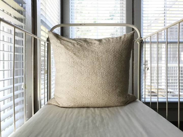 Crochet Lace Boho Euro Pillow Sham handmade heirloom nursery - High Cotton Textile