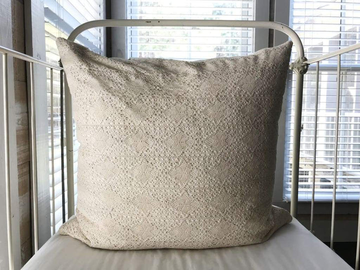 Crochet Lace Boho Euro Pillow Sham - High Cotton Textile 