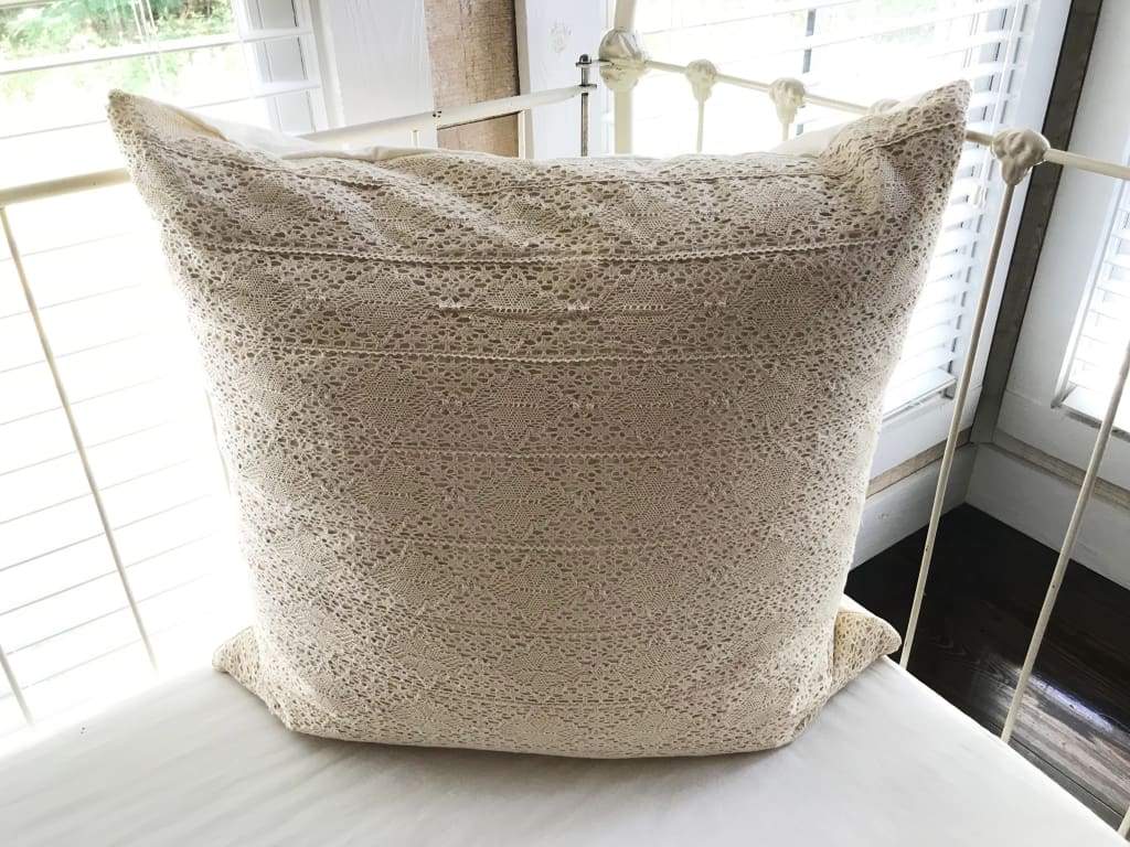 Crochet Lace Boho Euro Pillow Sham - High Cotton Textile 