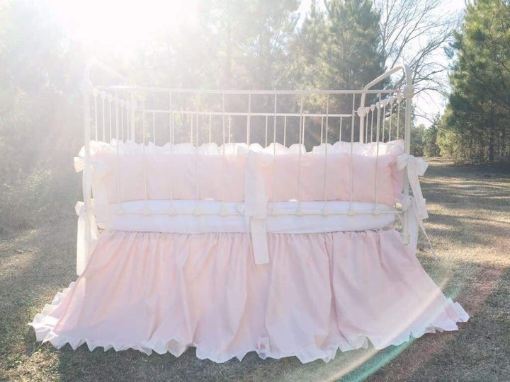 Baby Pink + Ivory | Ruffled Crib Bedding Set