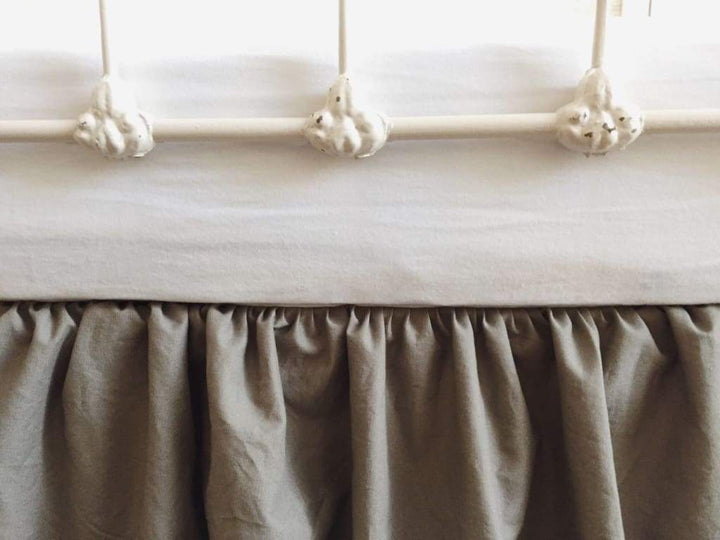 Elephant Farmhouse Crib Skirt handmade heirloom nursery - High Cotton Textile