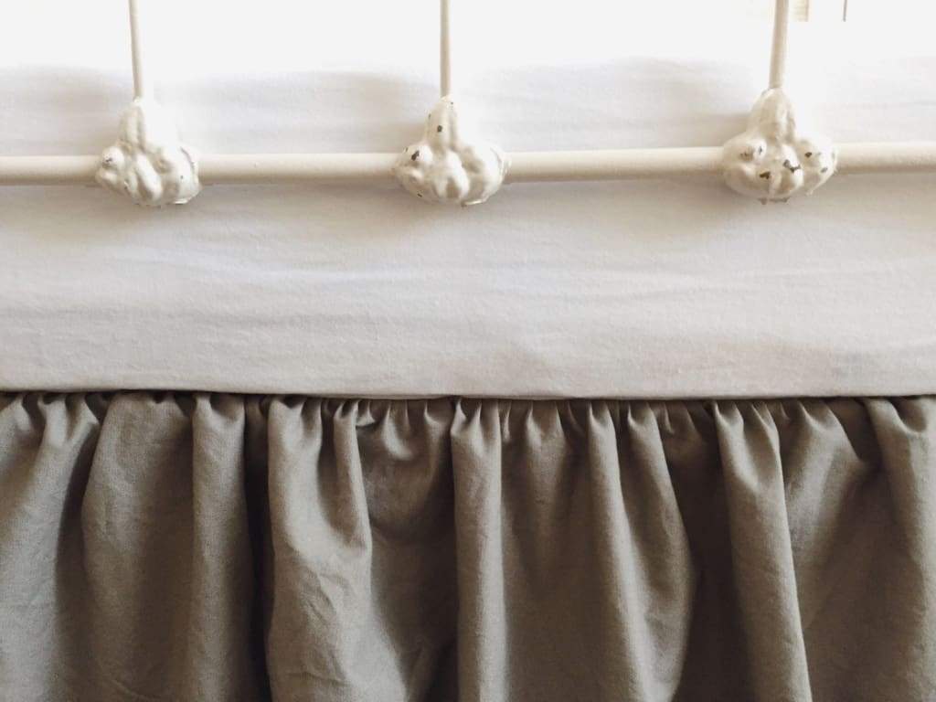 dark gray with olive undertones farmhoues crib skirt