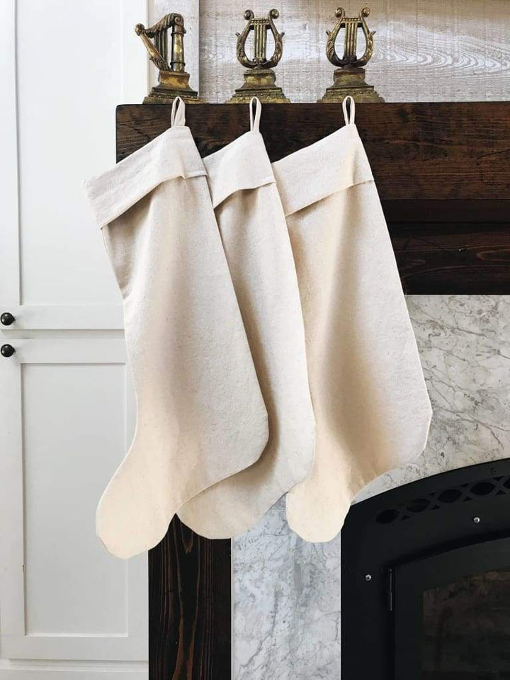 Farmhouse Christmas Stockings handmade heirloom nursery - High Cotton Textile