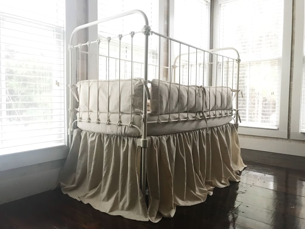 Natural Osnaburg | Farmhouse Crib Skirt